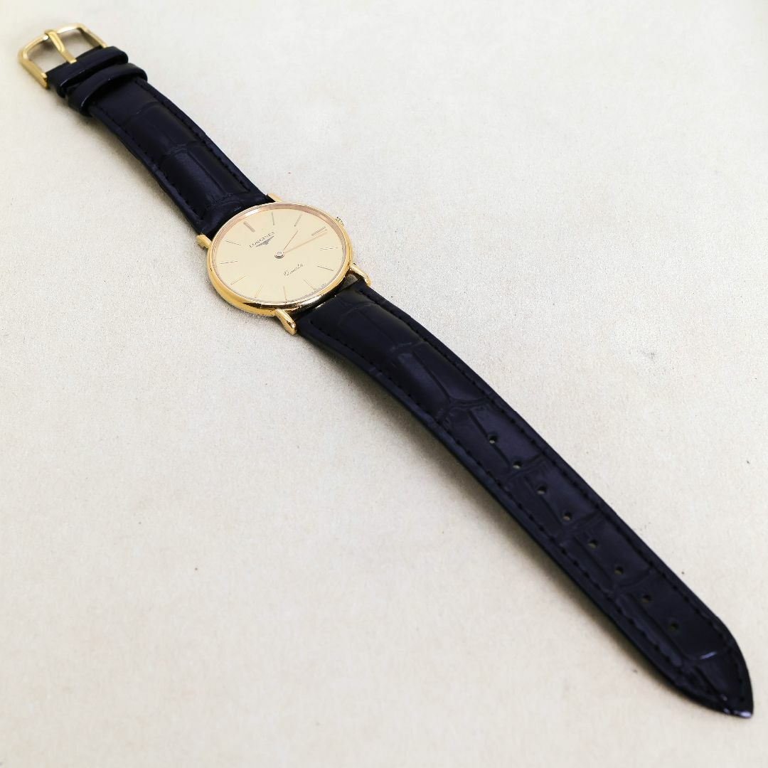 稼働 LONGINES 腕時計 ゴールド文字盤 ラウンド 新品レザーベルト355 稼働 LONGINES 腕時計 ゴールド文字盤 ラウンド 新品レザーベルト355