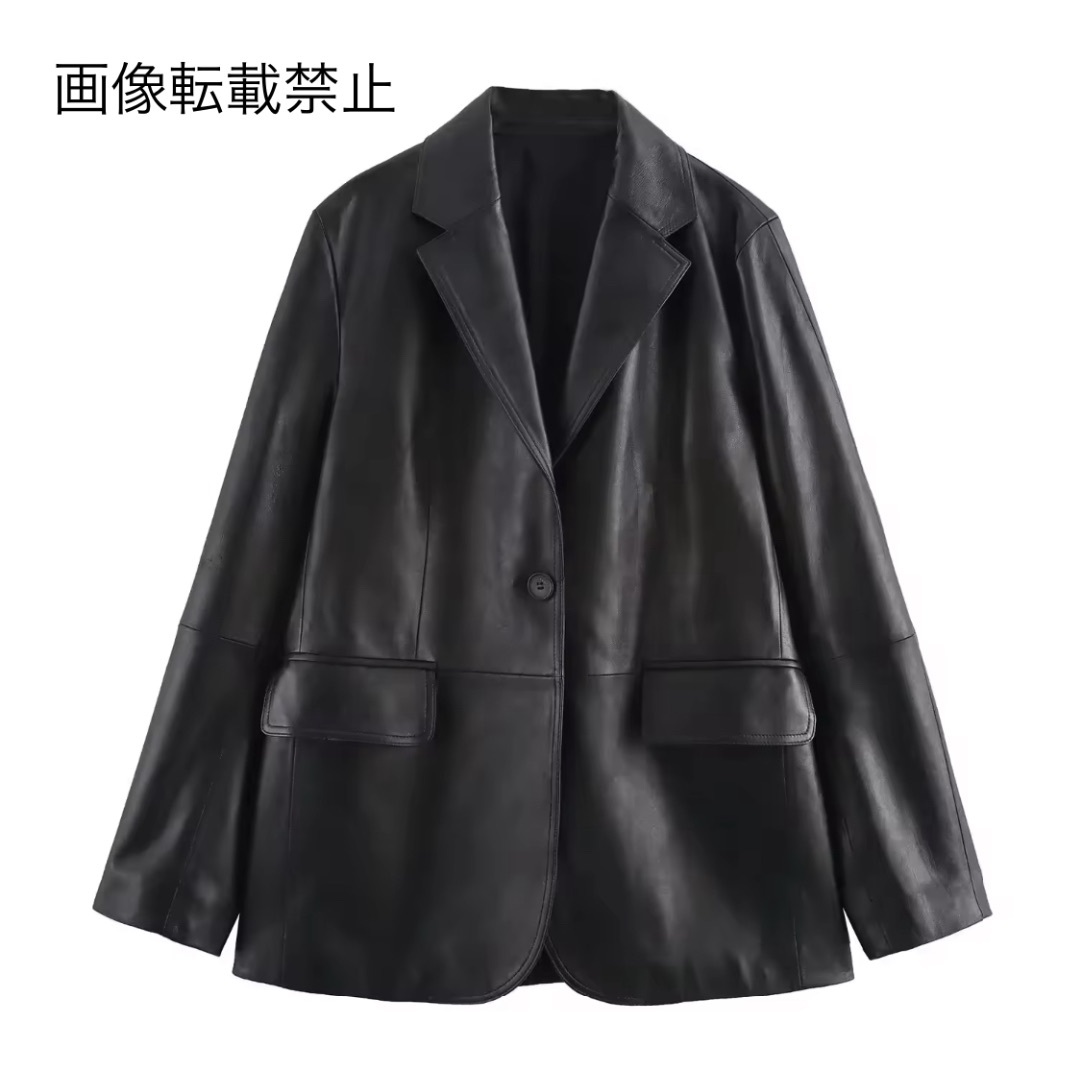 12月新作16131◆フェイクレザー PU テーラードジャケット