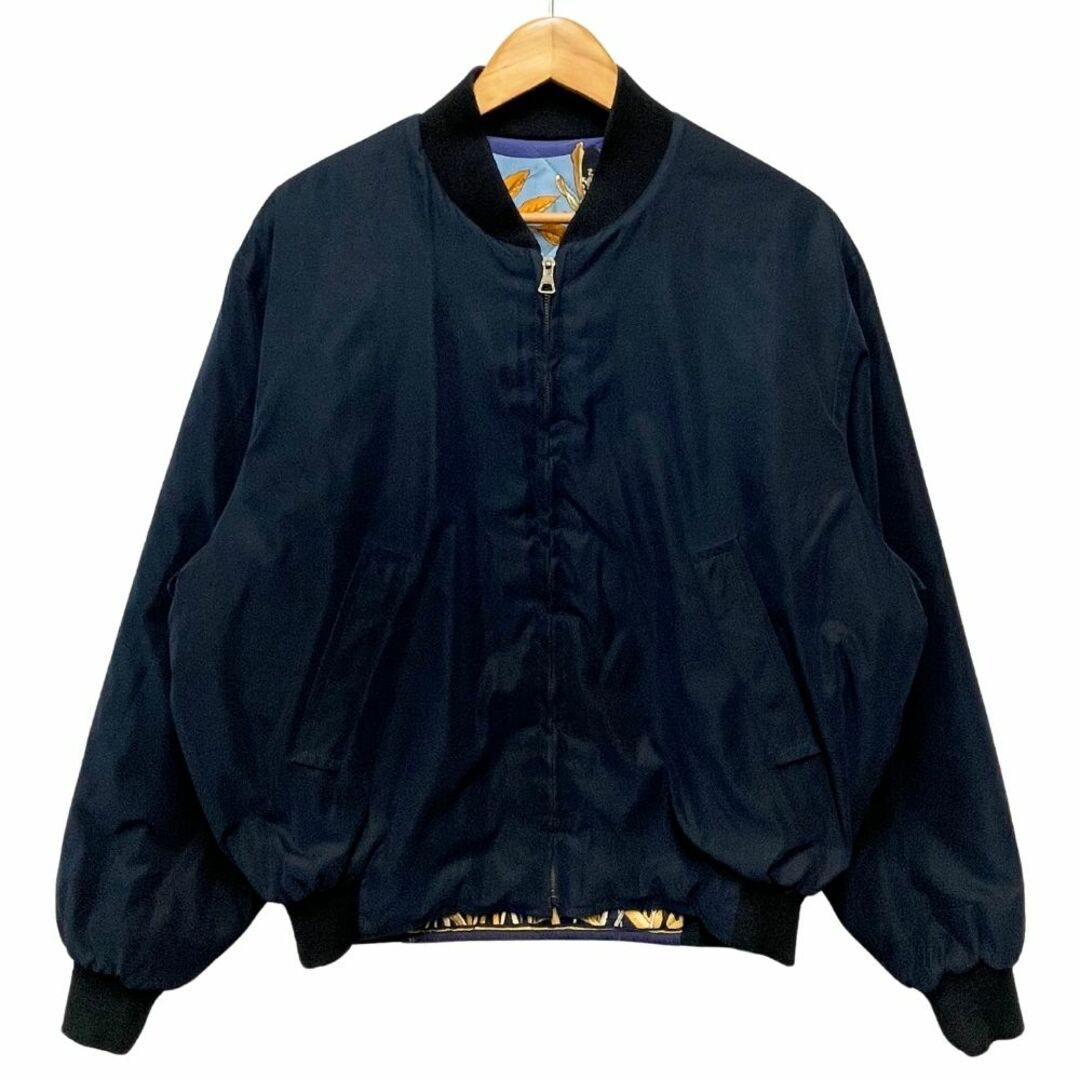 HERMES - HERMES エルメス ネイビー面シルク100% リバーシブル HERMES - HERMES エルメス ネイビー面シルク100% リバーシブル