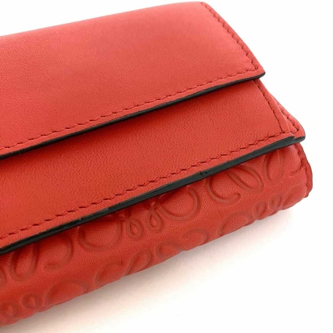 ロエベ 三つ折り 財布 レッド アナグラム 107.55.S26 f-20473 美 ロエベ 三つ折り 財布 レッド アナグラム 107.55.S26 f-20473 美