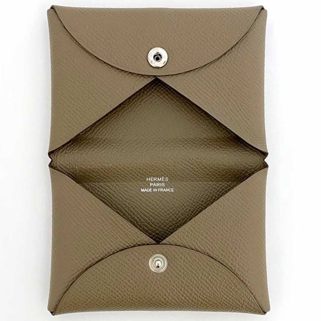 HERMES - エルメス カードケース カルヴィ ベージュ エトゥープ HERMES - エルメス カードケース カルヴィ ベージュ エトゥープ