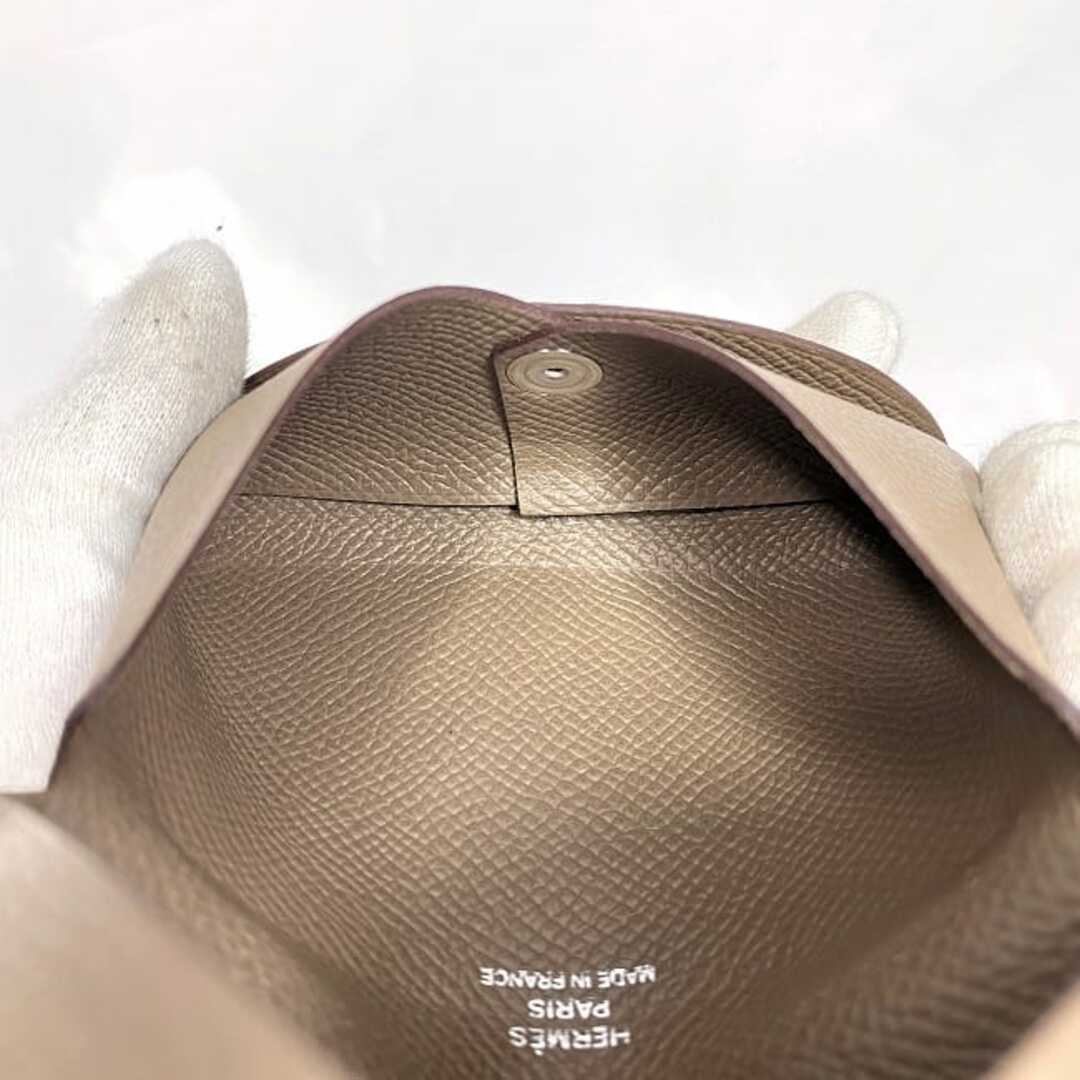 HERMES - エルメス カードケース カルヴィ ベージュ エトゥープ HERMES - エルメス カードケース カルヴィ ベージュ エトゥープ
