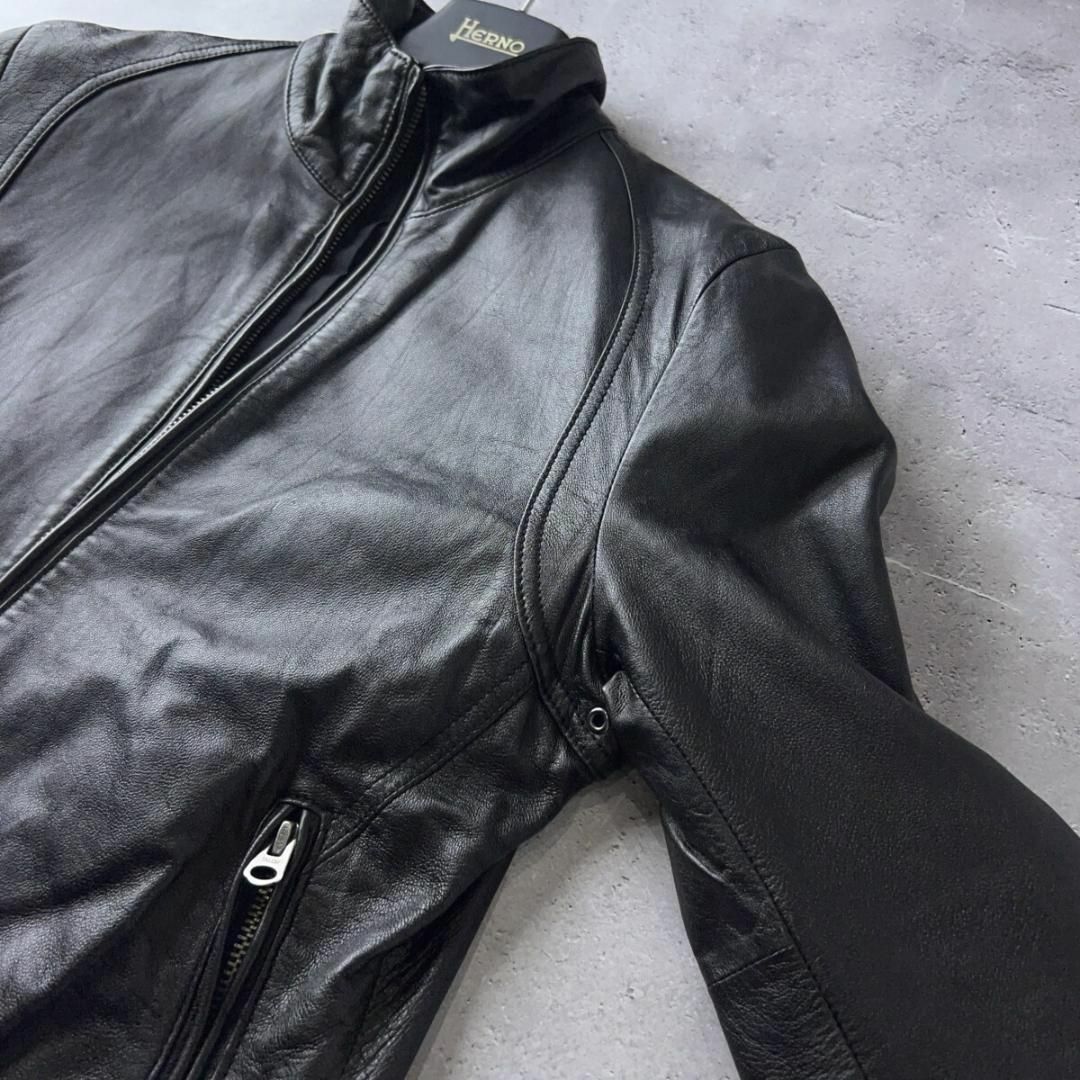 希少 羊革 シングル ライダース ジャケット TALON ZIP M 黒 美品 希少 羊革 シングル ライダース ジャケット TALON ZIP M 黒 美品