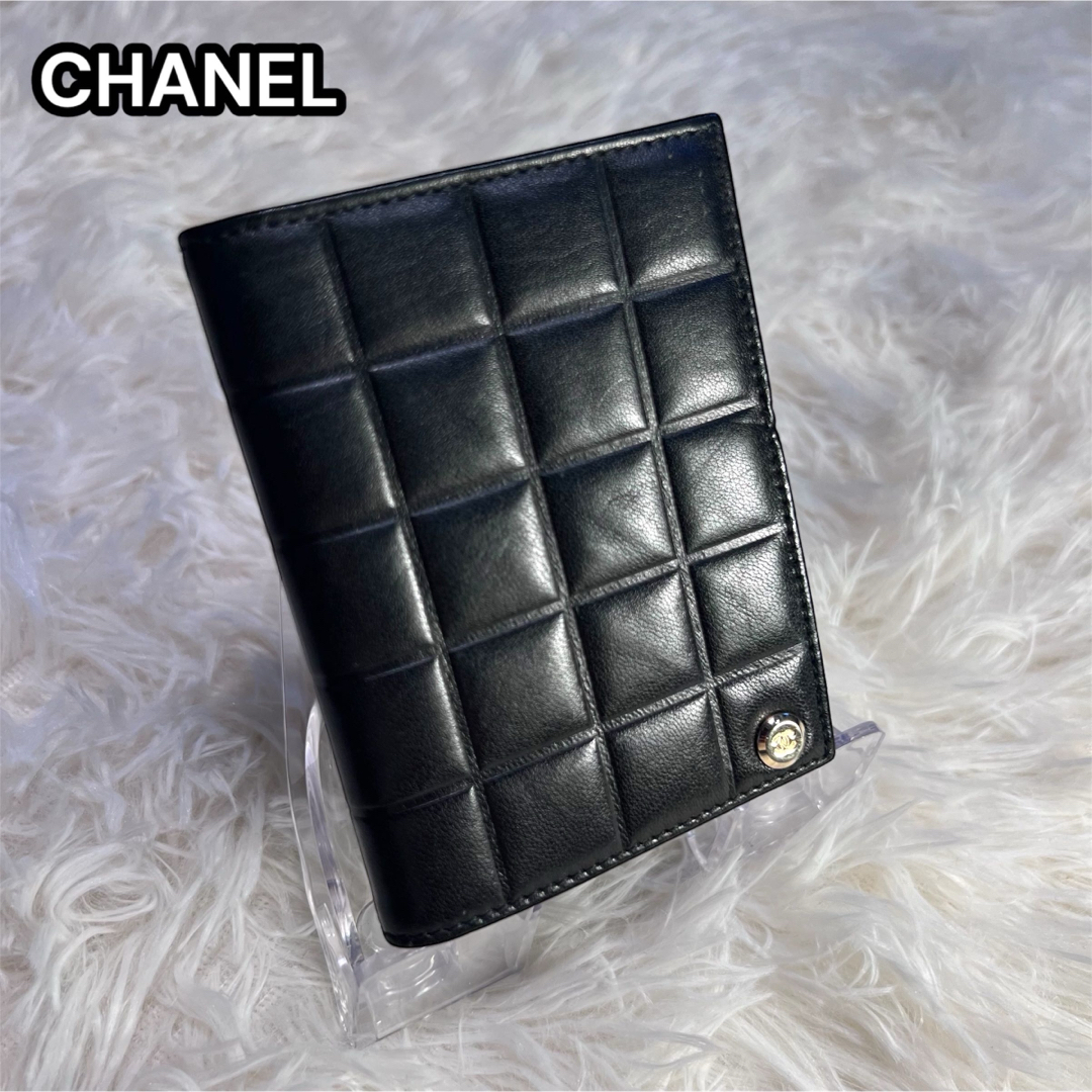 CHANEL シャネル チョコバー カードケース ブラック ゴールドボタン CHANEL シャネル チョコバー カードケース ブラック ゴールドボタン