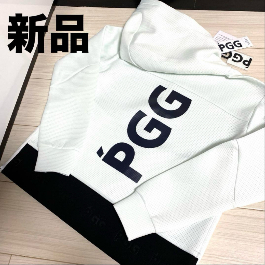 美品!パーリーゲイツPGG 篭る アウター サイズ1 総柄 ホワイト 美品!パーリーゲイツPGG 篭る アウター サイズ1 総柄 ホワイト