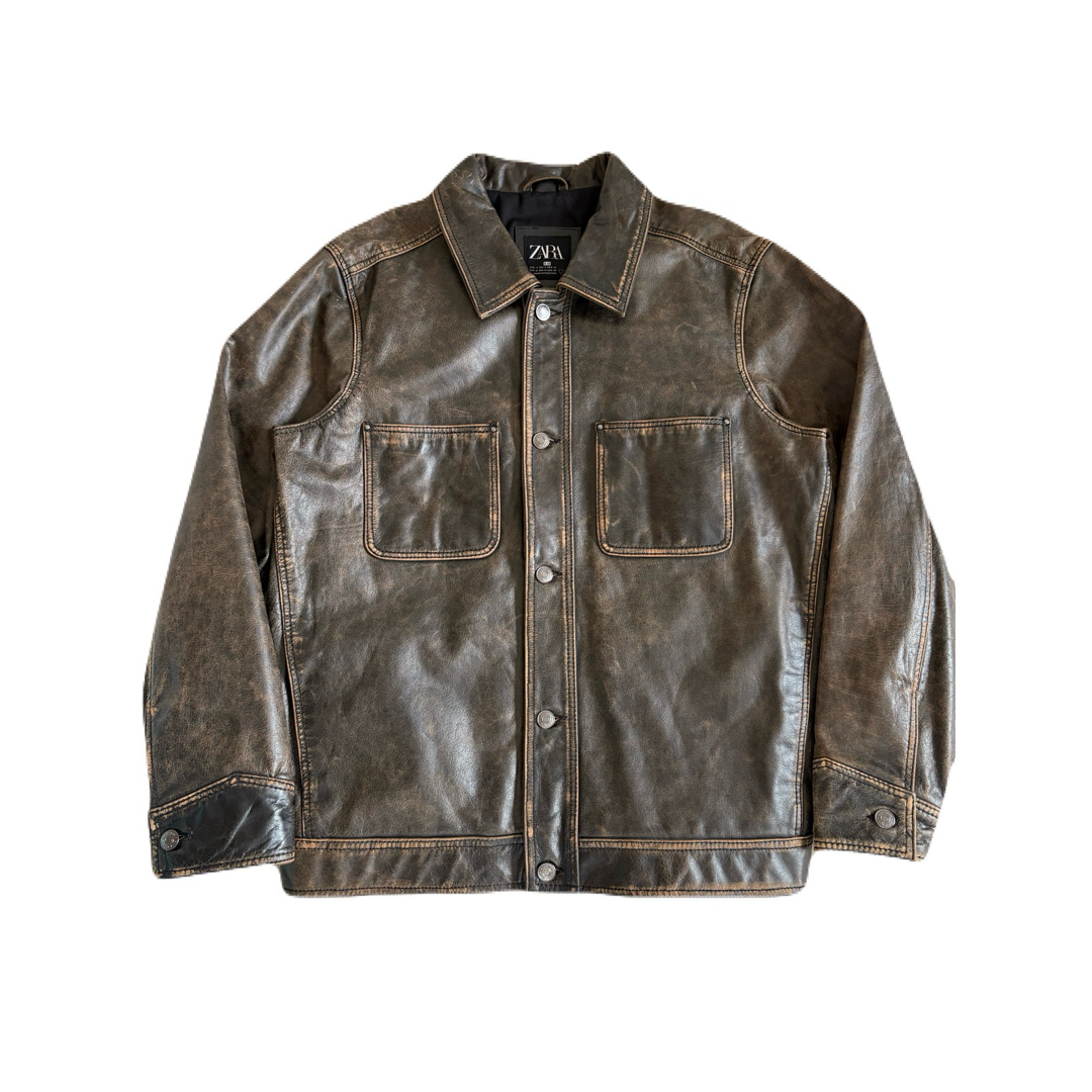 ZARA - 【ZARA】VINTAGE LEATHER JACKET S-M SIZE 本革の通販 by ZARA - 【ZARA】VINTAGE LEATHER JACKET S-M SIZE 本革の通販 by