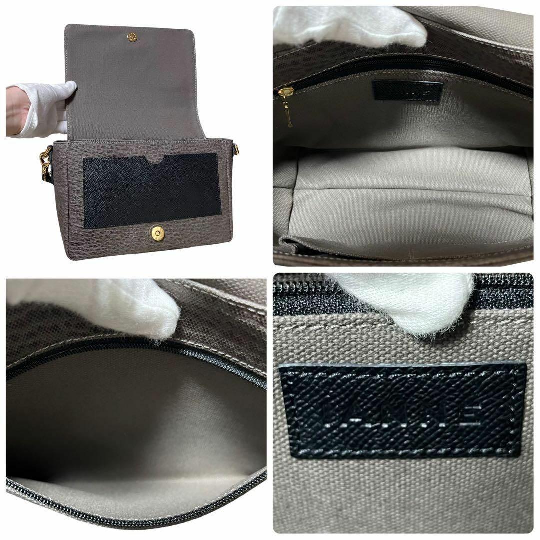 極美品✨】イアンヌ エアロ ショルダーバッグ 2way レザー グレー 極美品✨】イアンヌ エアロ ショルダーバッグ 2way レザー グレー