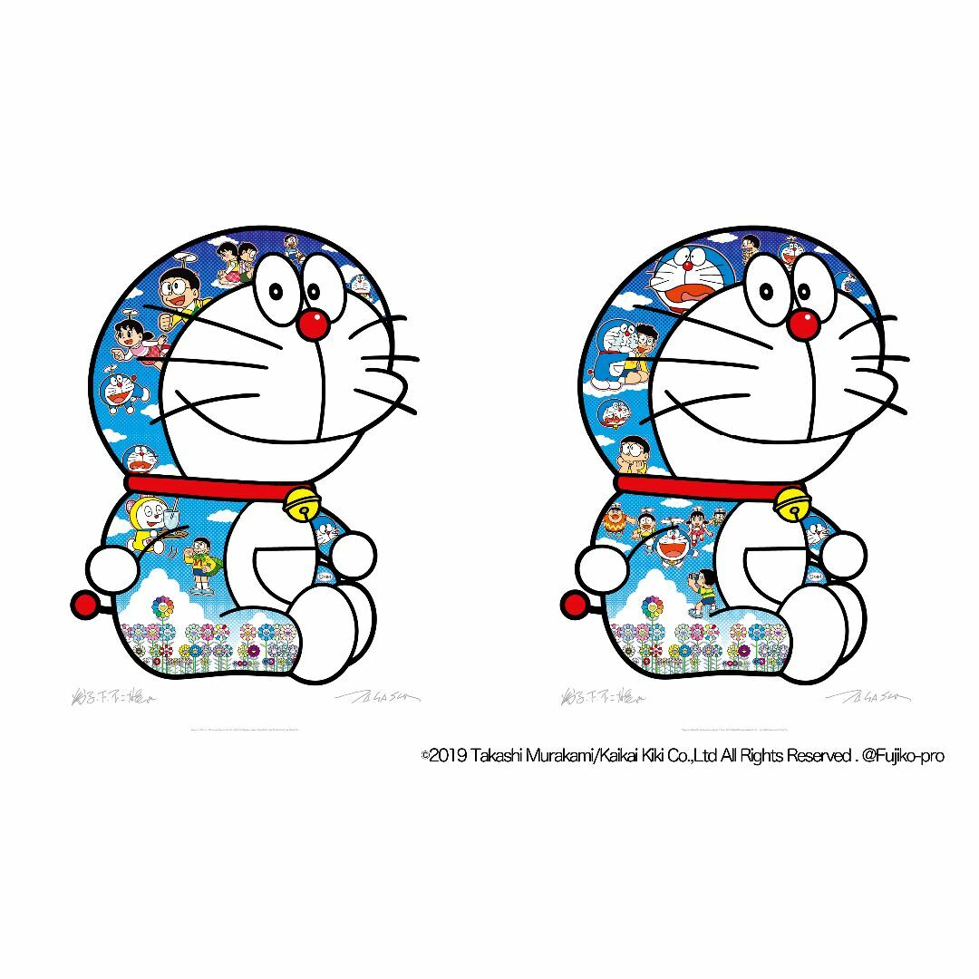 300枚限定 ED300 村上隆ポスター おすわりドラえもん 2種2枚の 300枚限定 ED300 村上隆ポスター おすわりドラえもん 2種2枚の