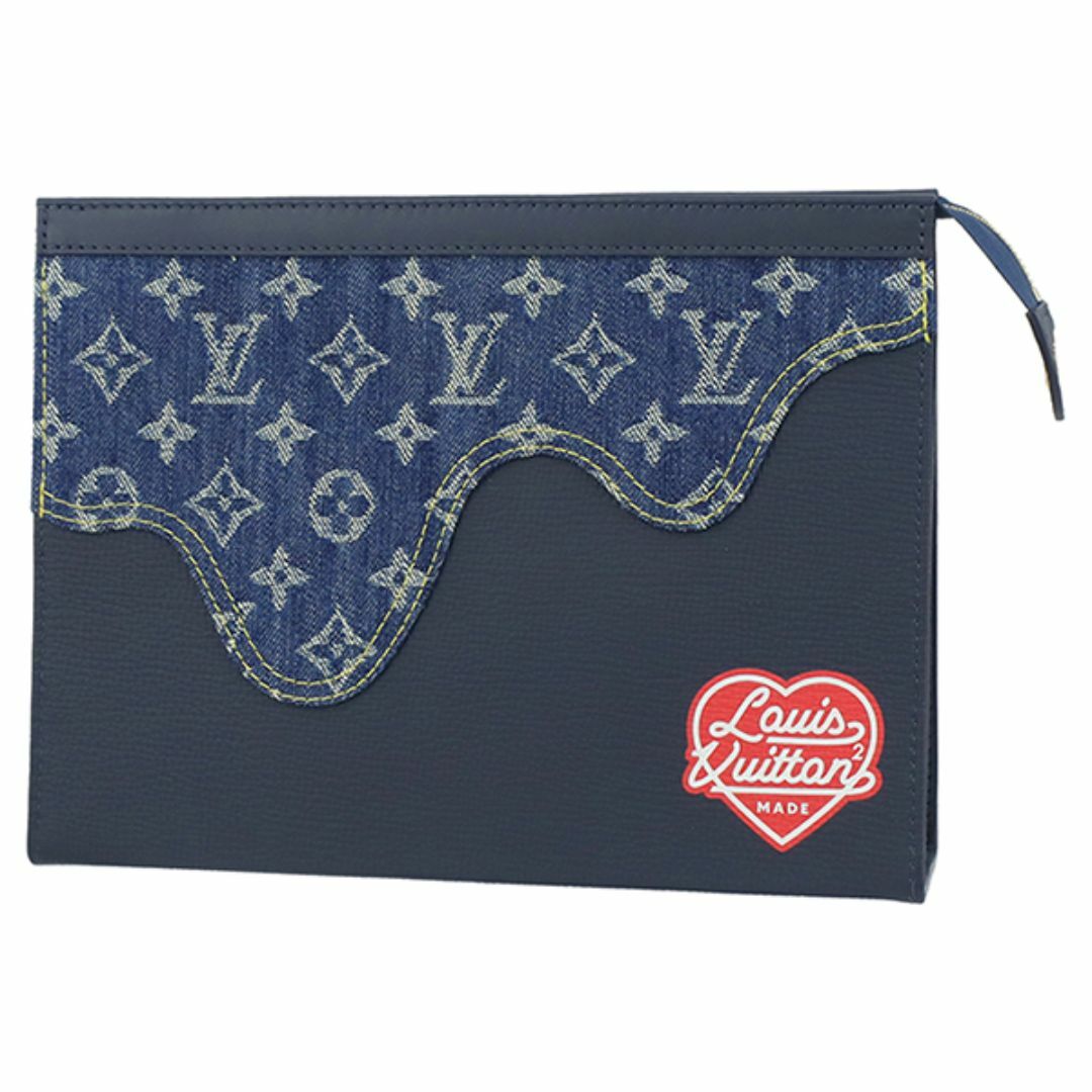 LOUIS VUITTON - ルイヴィトン LOUIS VUITTON クラッチバッグ ポシェット ヴォワヤージュ MM NIGOコラボ モノグラム ドリップ デニム M45961 トリヨンレザー ネイビー ブルー ハート LVスクエアード 新品 4432