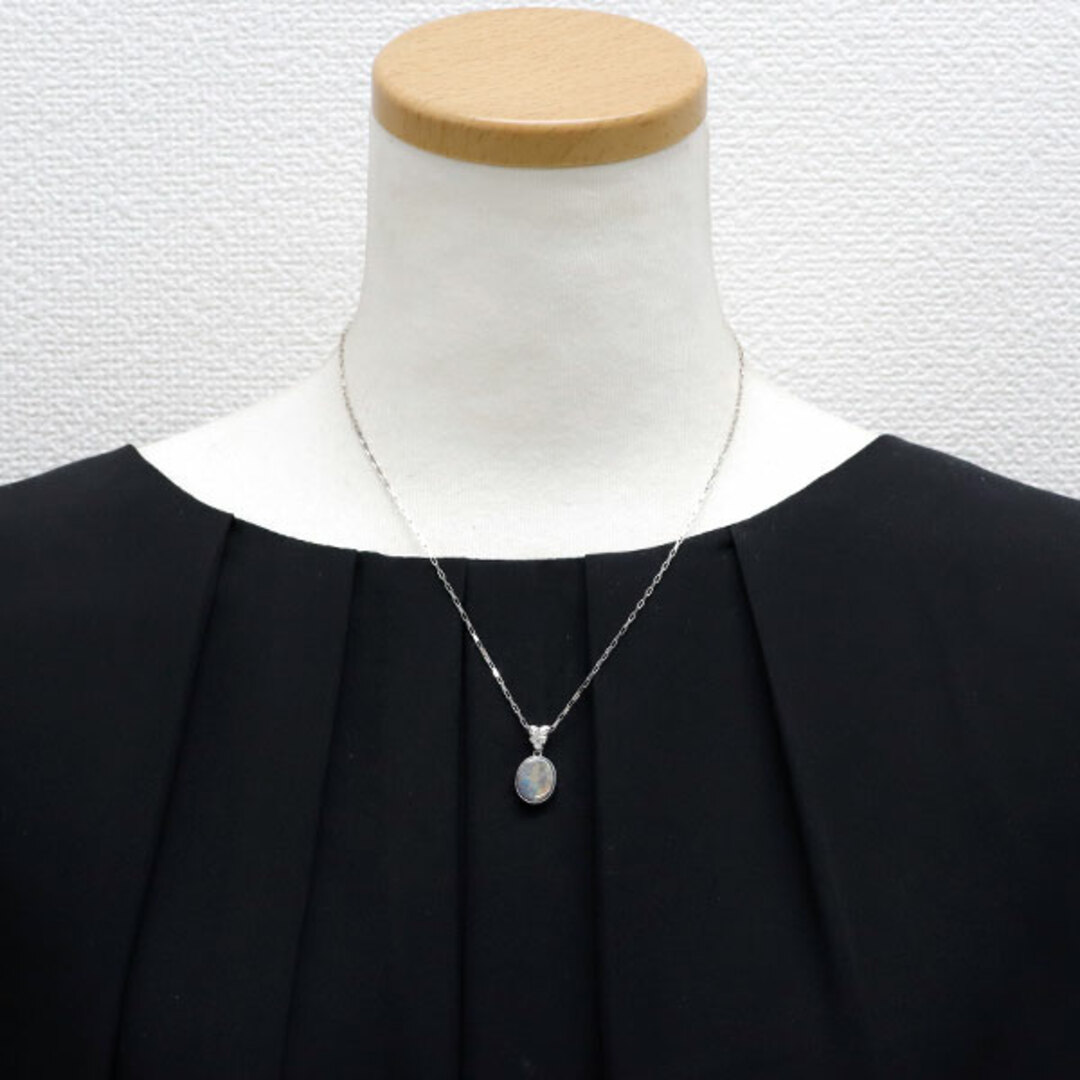 K18WG ブラックオパール ダイヤモンド ペンダントネックレス K18WG ブラックオパール ダイヤモンド ペンダントネックレス