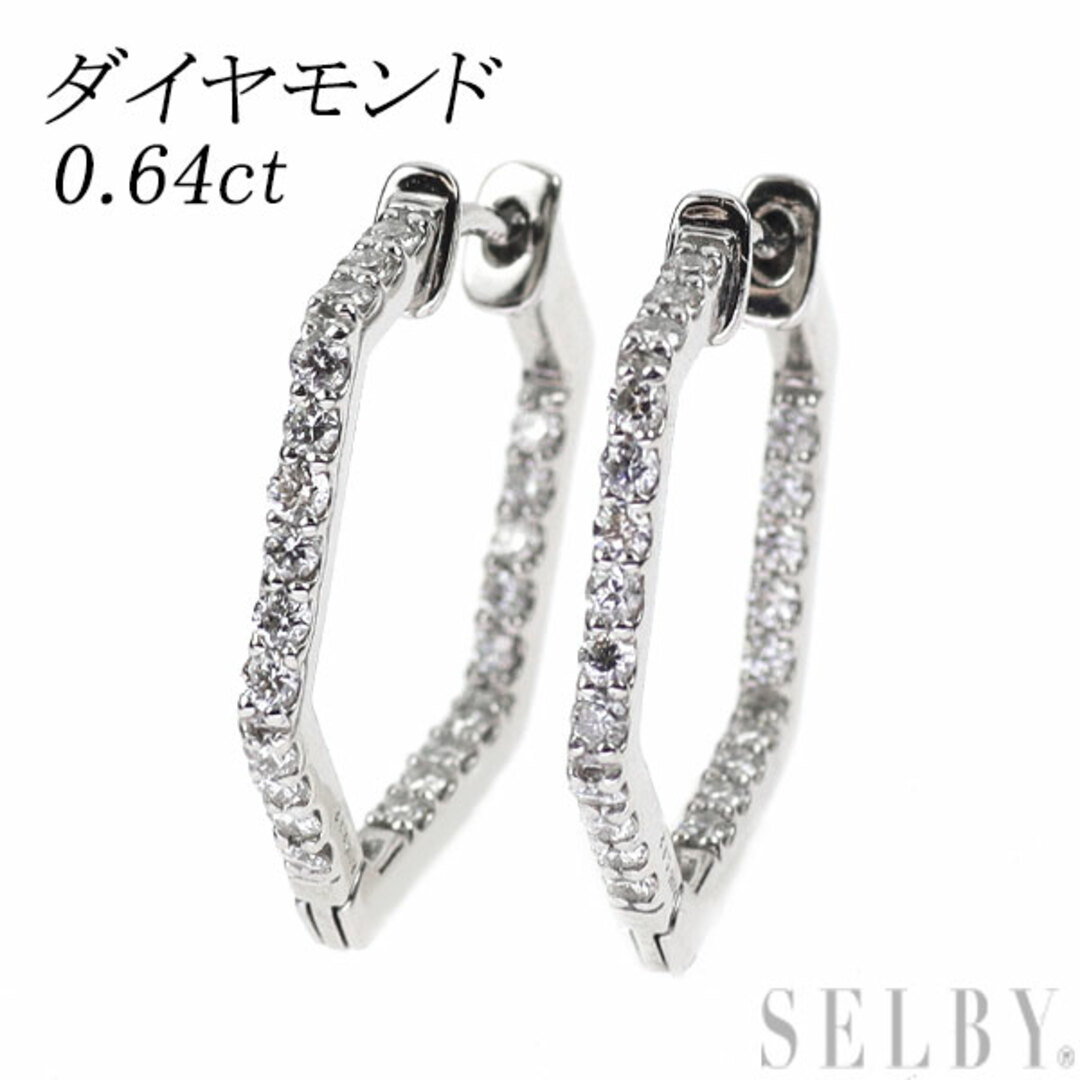 Pt900 ダイヤモンド ピアス 0.64ct フープ