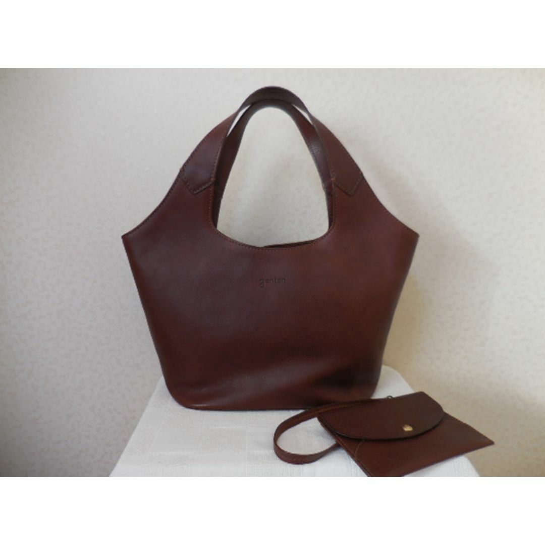 genten - 廃盤希少★超美品 ゲンテン トスカ トートバッグ　ショルダー 濃茶 ポーチ付