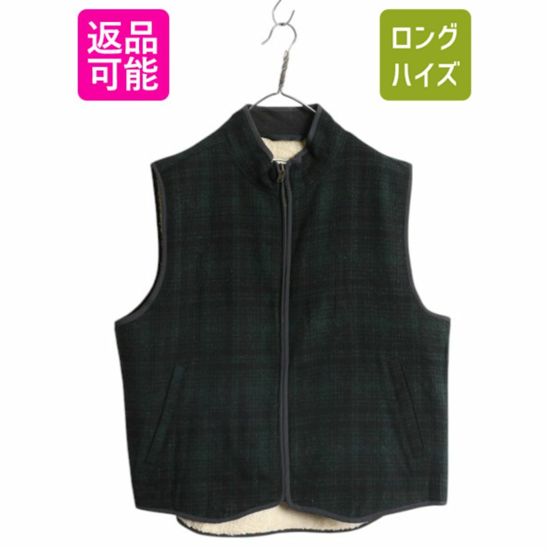 00s エルエルビーン フルジップ チェック ウール ベスト メンズ 00s エルエルビーン フルジップ チェック ウール ベスト メンズ