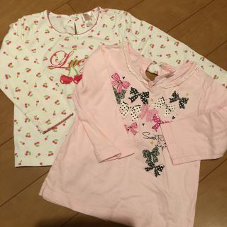 マザウェイズ(motherways)のピンクのロンT さくらんぼロンT ボーダーロンT(Tシャツ/カットソー)