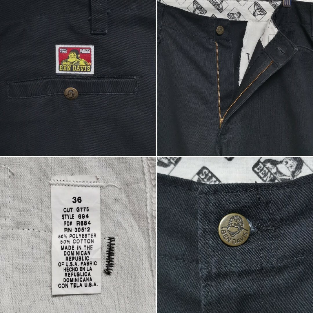 00s W36 L34 BEN DAVIS フリスコ ワークパンツ 黒 USA 00s W36 L34 BEN DAVIS フリスコ ワークパンツ 黒 USA