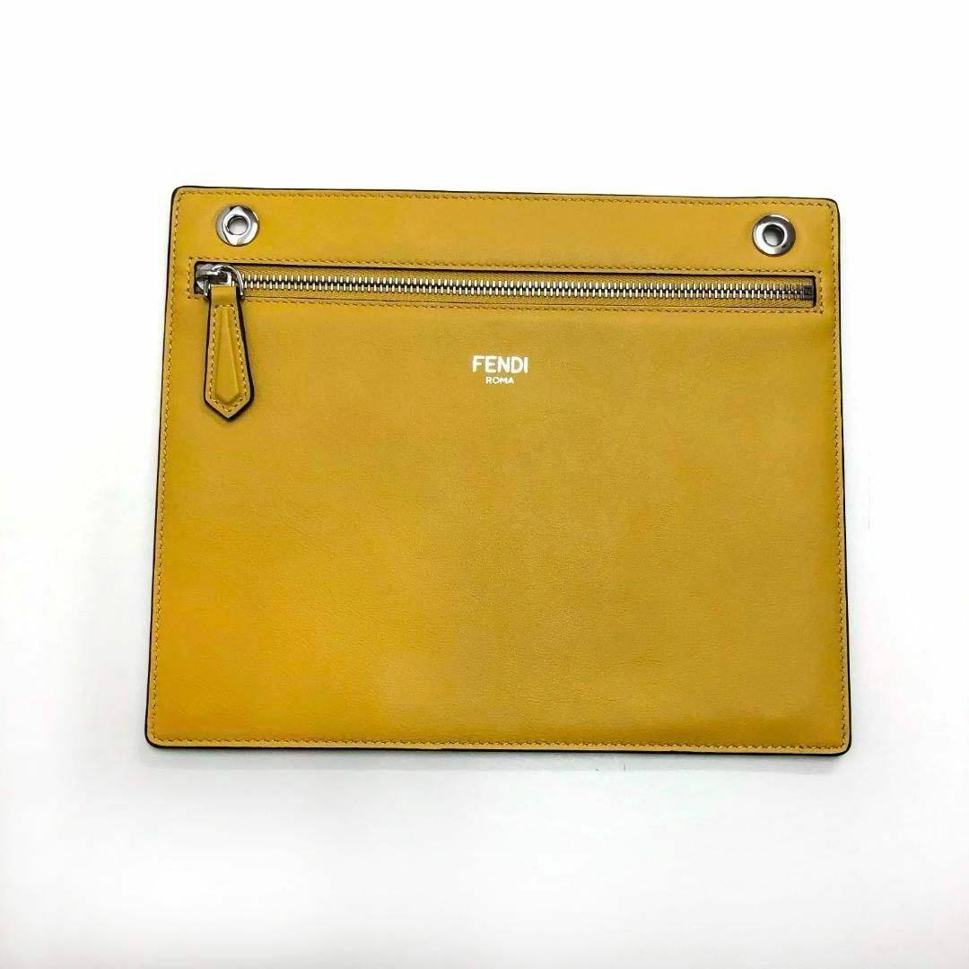 ☆未使用品☆FENDI ズッカ柄 クラッチバッグ ポーチ イエロー レザー ☆未使用品☆FENDI ズッカ柄 クラッチバッグ ポーチ イエロー レザー