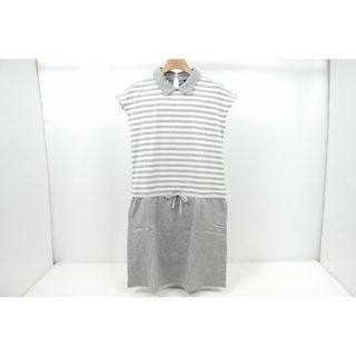 coco 未使用品 ブリリアントビルド BRILLIANT BUILD レディース ワンピース  M～L グレー×白 フレンチスリーブ ボーダー(ウエア)
