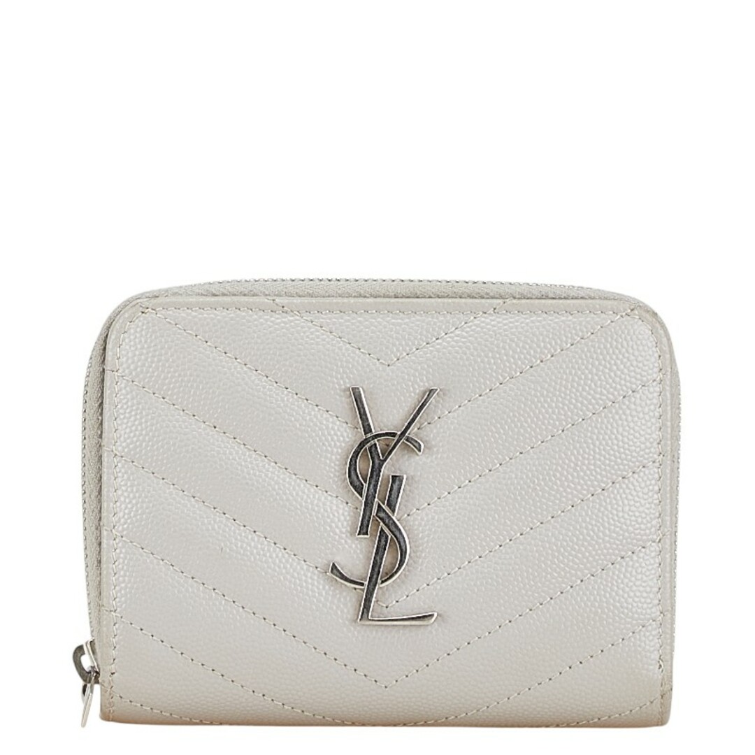 中古】SAINT LAURENT ラウンドファスナー 二つ折り財布 レザー 中古】SAINT LAURENT ラウンドファスナー 二つ折り財布 レザー