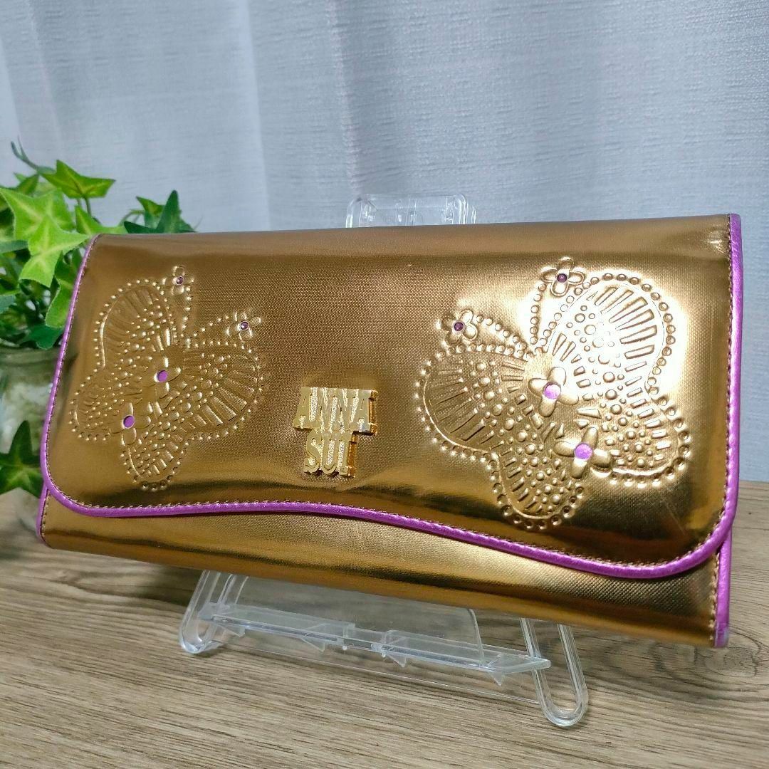 ANNA SUI - アナスイ 長財布 がま口 ゴールド ANNA SUI がま口 ANNA SUI - アナスイ 長財布 がま口 ゴールド ANNA SUI がま口