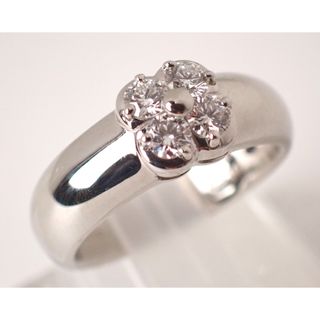 ミキモト(MIKIMOTO)の美品 MIKIMOTO(ミキモト) リング D0.31ct Pt950 9.4g 10号 4Pダイヤモンド プラチナ シルバー 9号 11号 レディース 花形 指輪(リング(指輪))