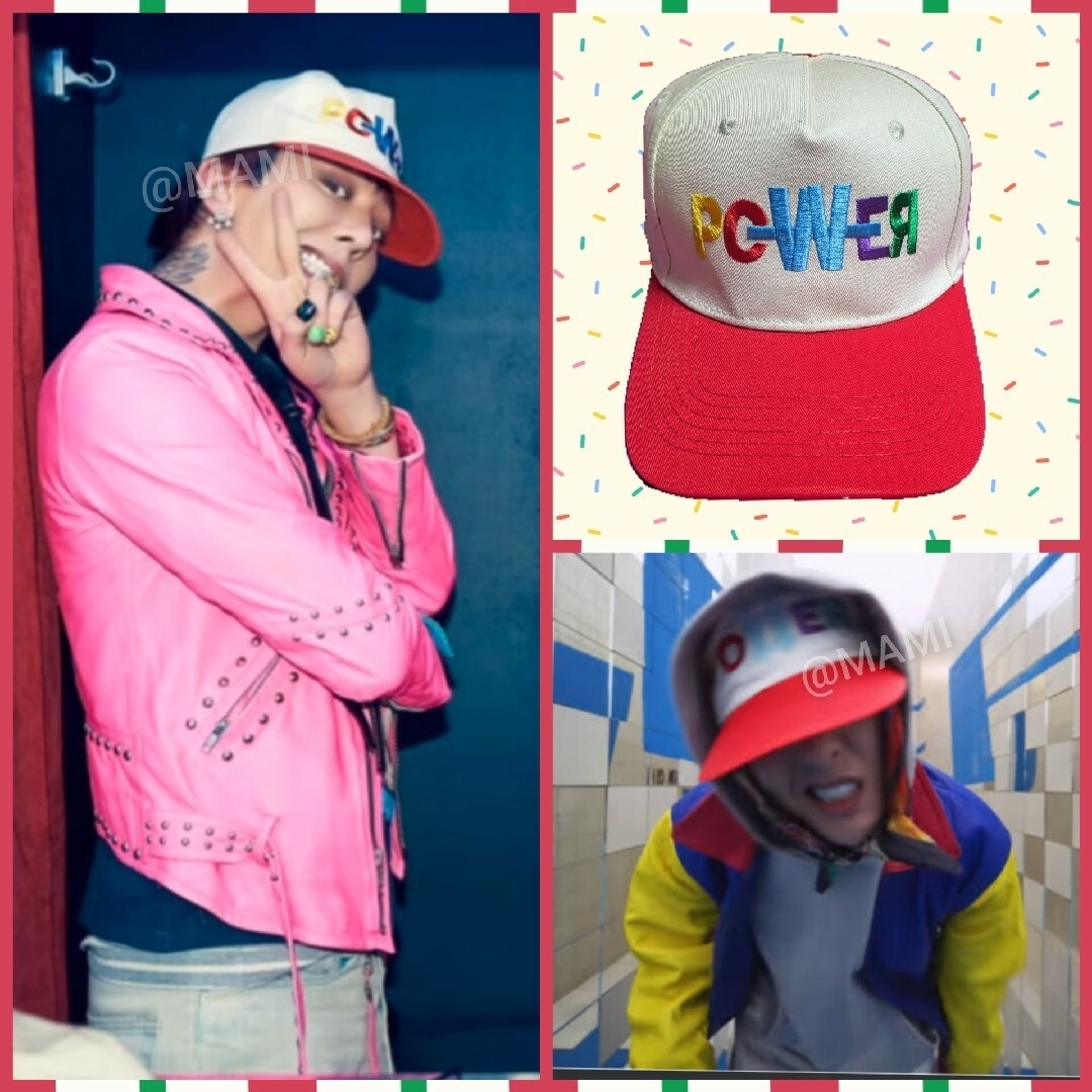 PEACEMINUSONE - 🩷G-DRAGON POWER キャップ/赤+Bバンダナ🩷帽子 PEACEMINUSONE - 🩷G-DRAGON POWER キャップ/赤+Bバンダナ🩷帽子