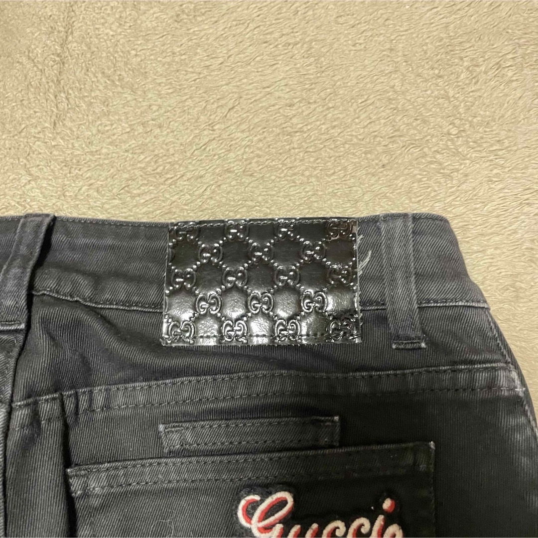 一部牛革使用】 GUCCI グッチ インターロッキングブラックデニム 36 一部牛革使用】 GUCCI グッチ インターロッキングブラックデニム 36
