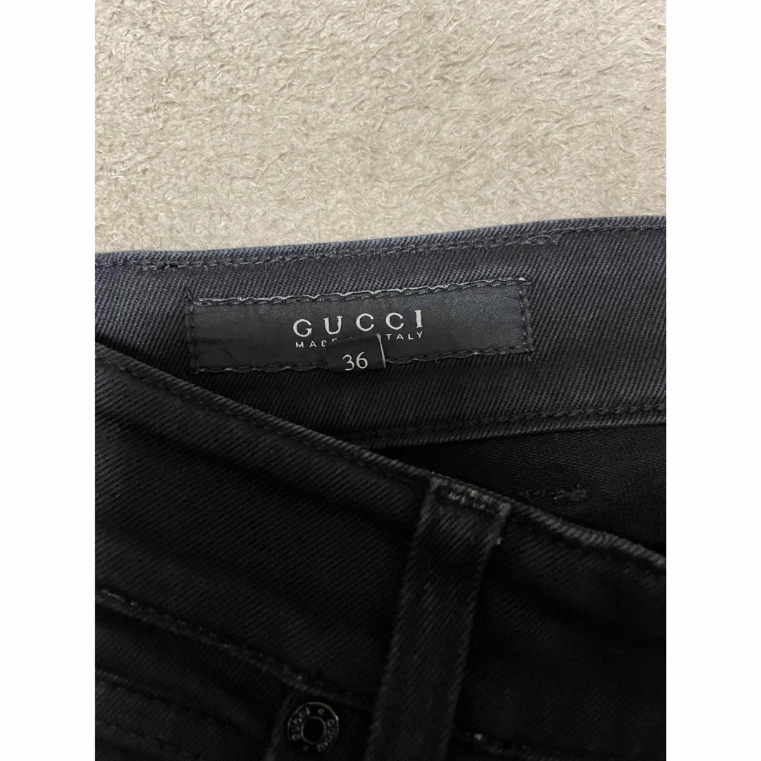 一部牛革使用】 GUCCI グッチ インターロッキングブラックデニム 36 一部牛革使用】 GUCCI グッチ インターロッキングブラックデニム 36
