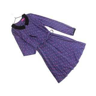 アナスイ(ANNA SUI)のANNA SUI アナスイ DOLLY GIRL ハート 総柄 ワンピース size2/紺 ◇■ レディース(ミニワンピース)