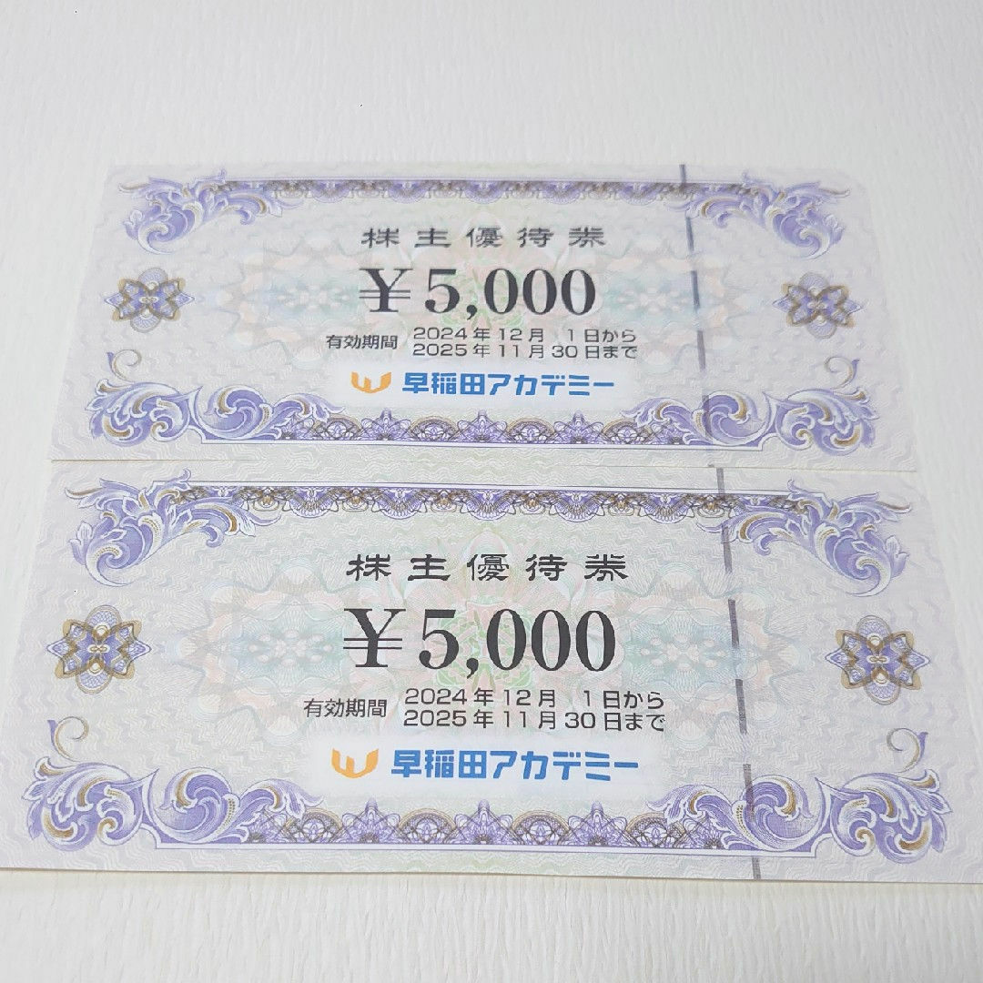 早稲田アカデミー 株主優待券 2枚 10000円分 匿名配送 早稲田アカデミー 株主優待券 2枚 10000円分 匿名配送