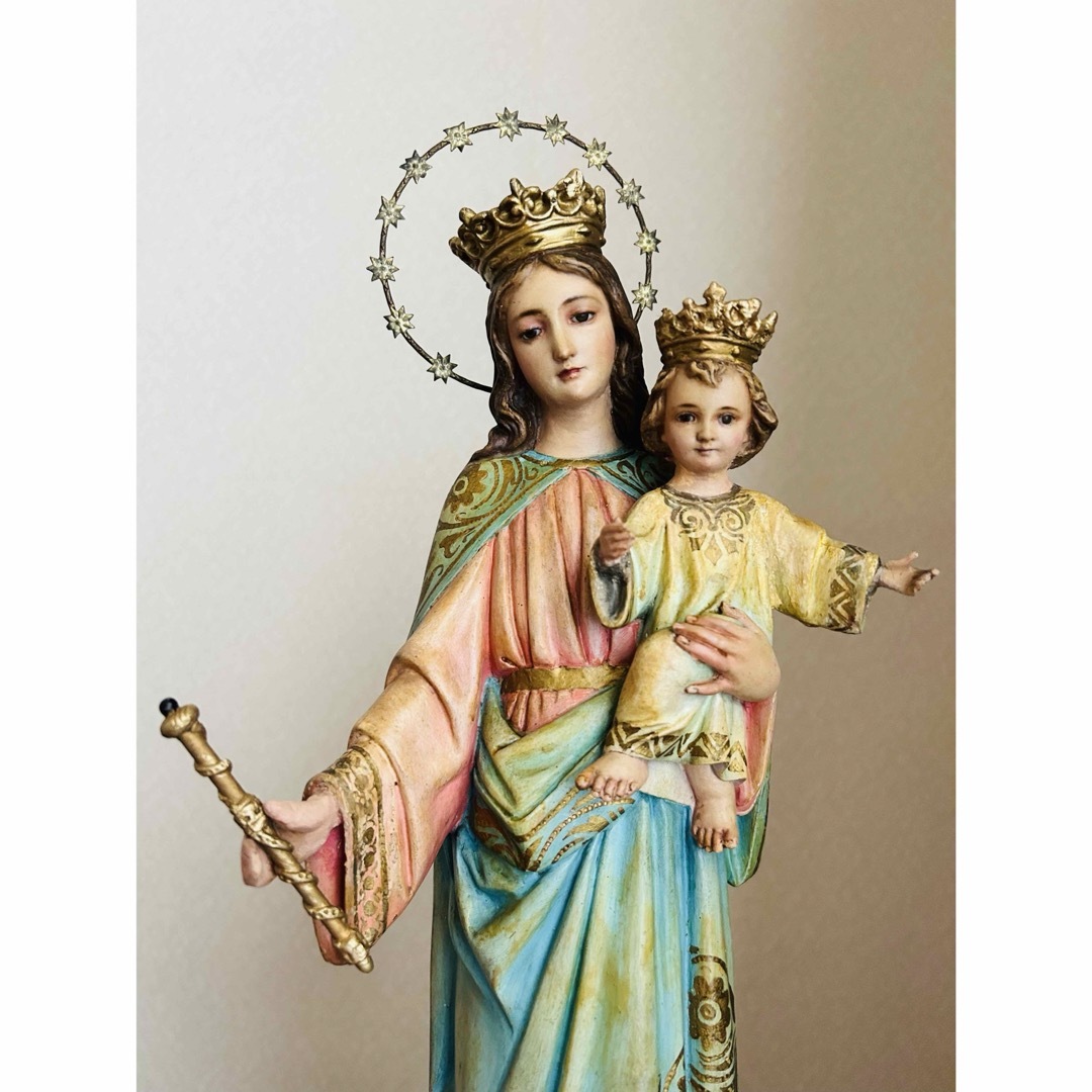 超超希少46cm】✞イエズス様を抱く聖母マリア像 宗教彫刻 超超希少46cm】✞イエズス様を抱く聖母マリア像 宗教彫刻