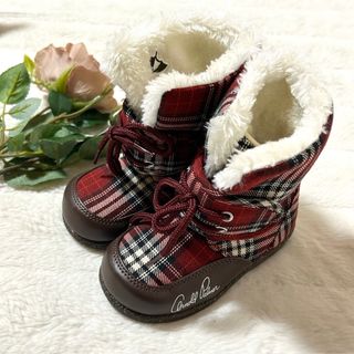キッズ✨アーノルドパーマー　傘ロゴ入り　チェック柄　15.0㎝　ショートブーツ
