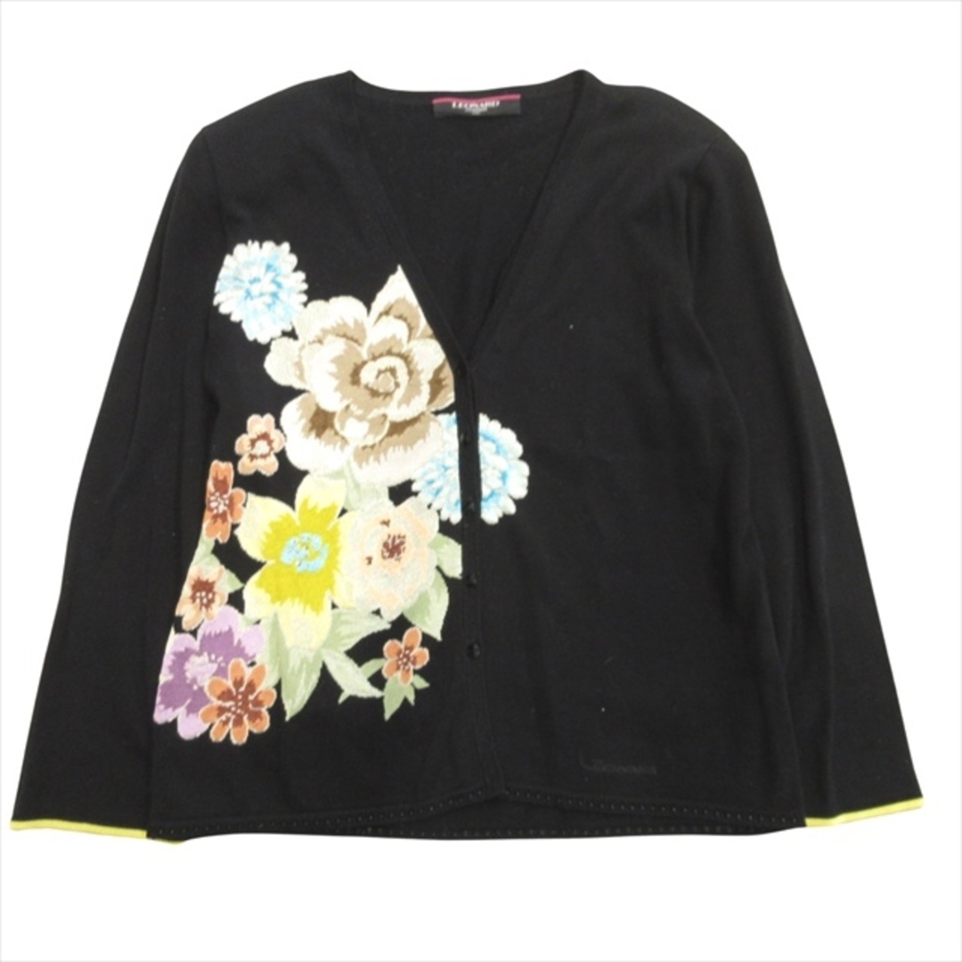 美品 レオナール LEONARD 花柄 刺繍 カーディガン ニット セーター 美品 レオナール LEONARD 花柄 刺繍 カーディガン ニット セーター