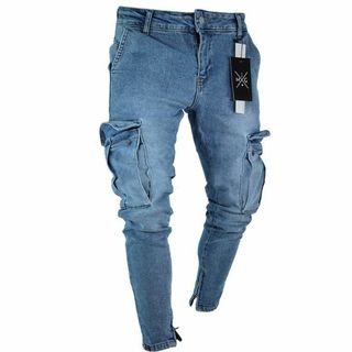 J194【新品】トレンド デニム ジーンズ テーパード ボトムス メンズ M(デニム/ジーンズ)