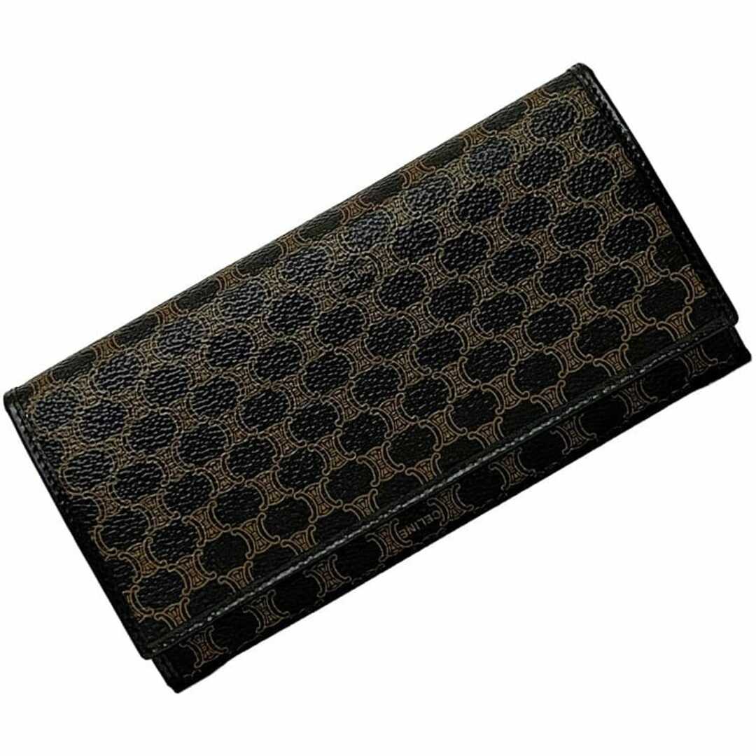 CELINE - セリーヌ 二つ折り 長財布 ブラック ブラウン マカダム CELINE - セリーヌ 二つ折り 長財布 ブラック ブラウン マカダム