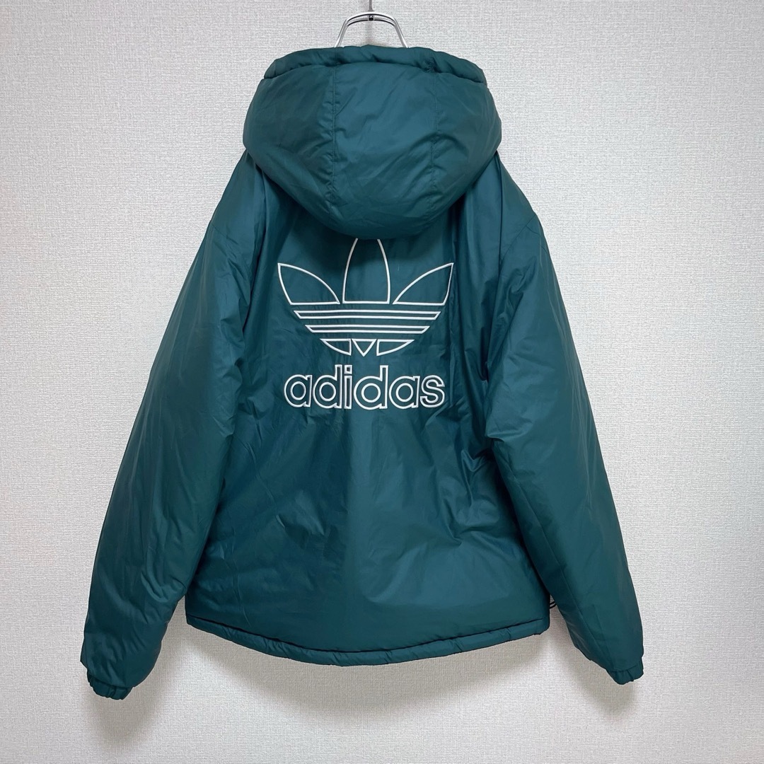 美品 adidas 中綿ナイロンジャケット リバーシブル 黒×緑 でか 美品 adidas 中綿ナイロンジャケット リバーシブル 黒×緑 でか