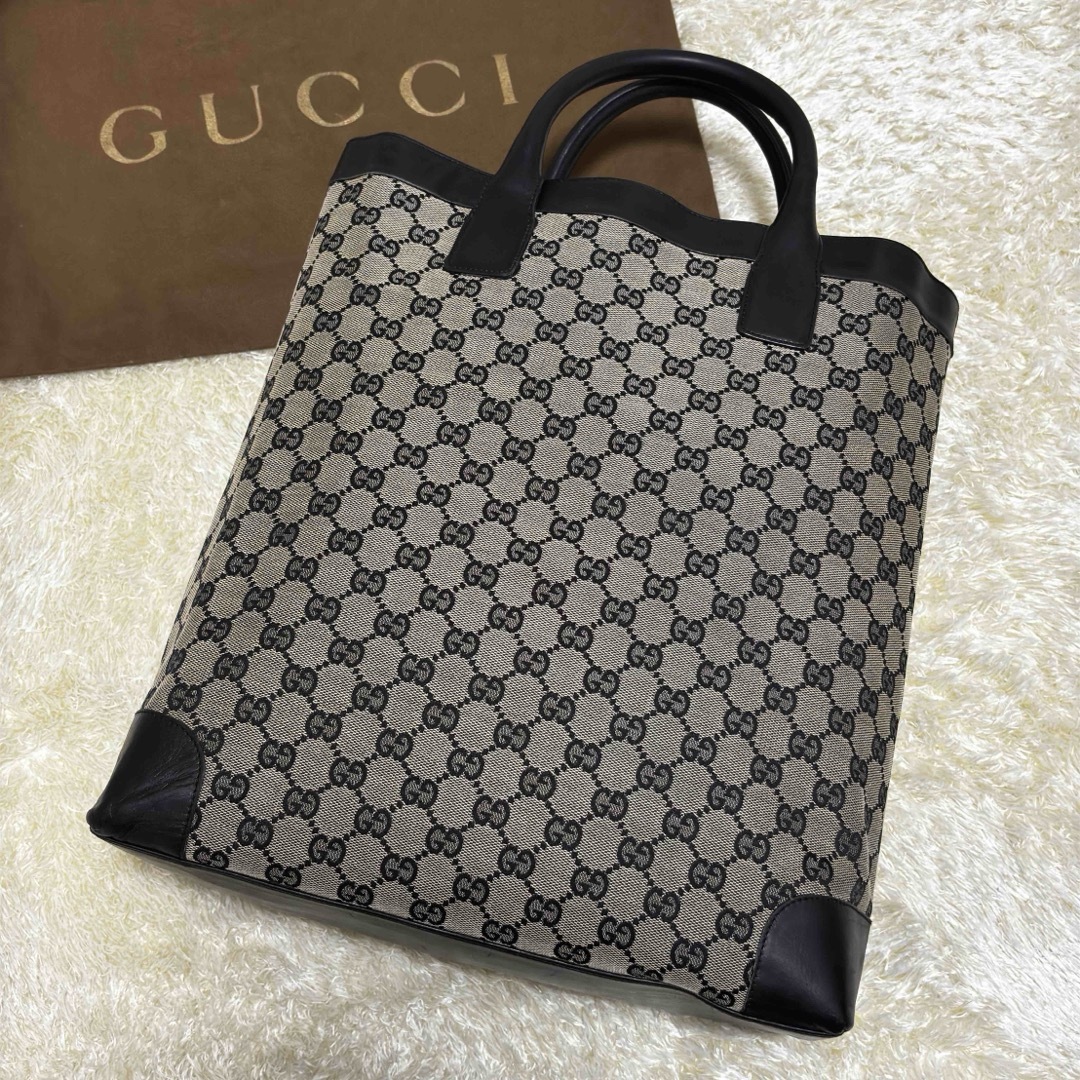 001✨GUCCI✨グッチ トートバッグ GGキャンバス×レザー A4収納 黒 001✨GUCCI✨グッチ トートバッグ GGキャンバス×レザー A4収納 黒