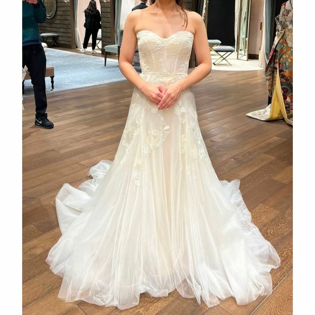 ウェディングドレス ベアトップ エレガントレース ファスナー 結婚式/披露宴