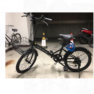 折りたたみ自転車 カゴ付き ブラック シマノ6段ギア(自転車本体)