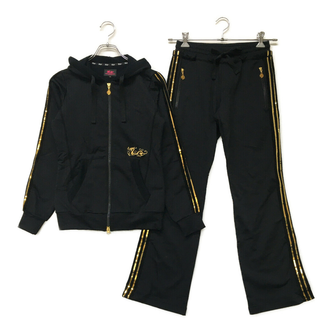 新品】ダンスウィズドラゴン パンツ ゴールド×黒 異素材切替 新品】ダンスウィズドラゴン パンツ ゴールド×黒 異素材切替