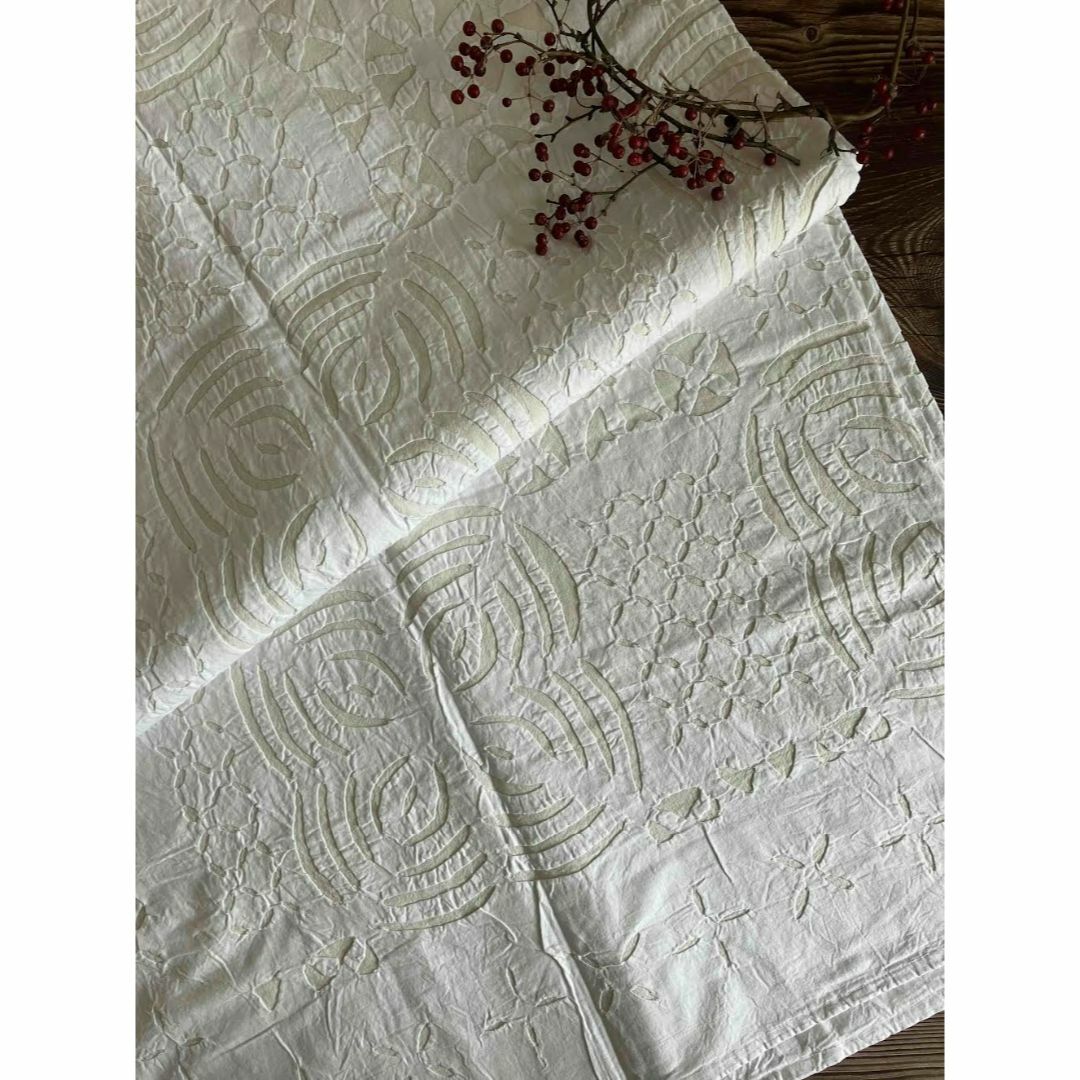 ハンドメイド カットワーク マルチカバー コットン100 ハンドメイド カットワーク マルチカバー コットン100