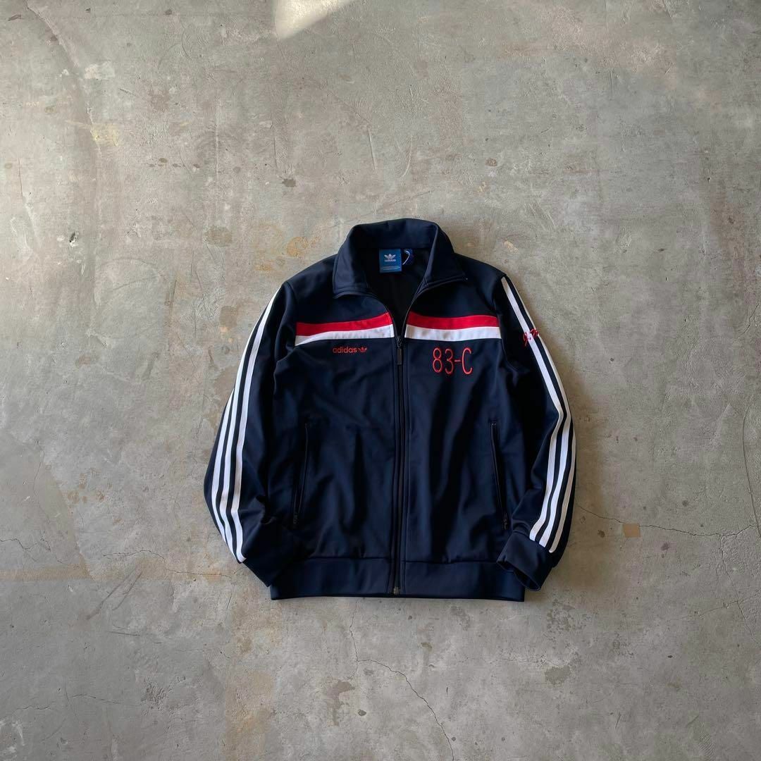 3本線、刺繍ロゴ】adidasトラックジャケット古着ジャージ83-C 3本線、刺繍ロゴ】adidasトラックジャケット古着ジャージ83-C