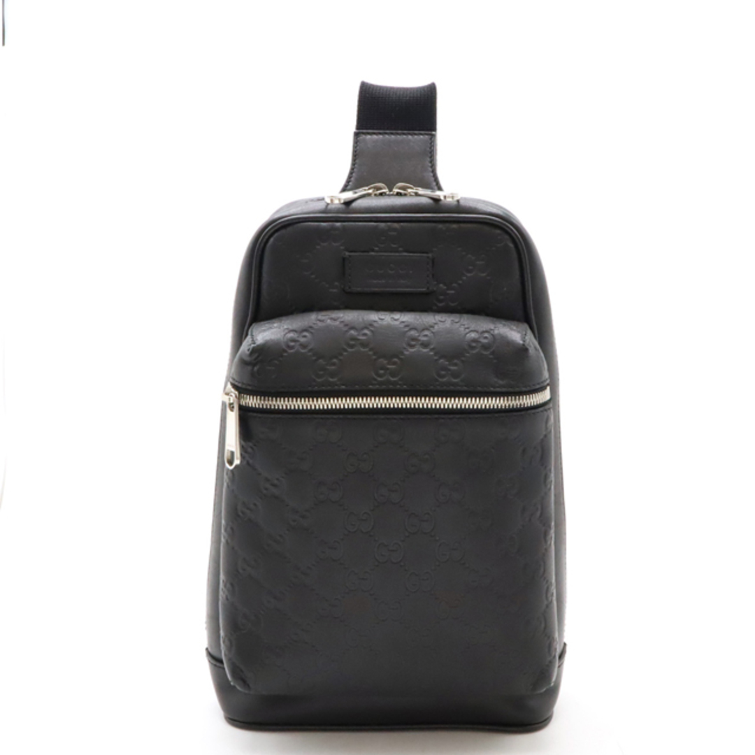 GUCCI - GUCCI グッチ グッチシマ クロスボディバッグ ショルダーバッグ 斜め掛け レザー ブラック 黒 シルバー金具 523234