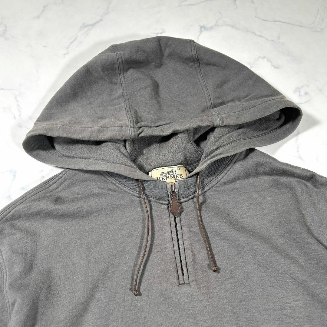 美品】HERMES エルメス カシミヤ混 ハーフジップパーカー フーディ 美品】HERMES エルメス カシミヤ混 ハーフジップパーカー フーディ