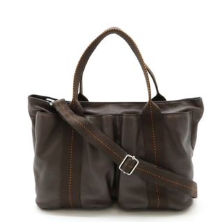 エルメス(HERMES)のHERMES エルメス キャラバン ホリゾンタルMM トートバッグ 2WAY ショルダーバッグ 斜め掛け ヴォーデルマ レザー ダークブラウン オレンジ(ショルダーバッグ)