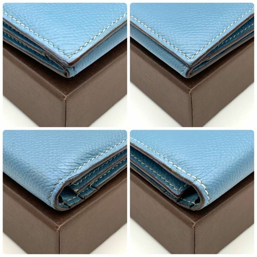 HERMES - HERMES エルメス ベアン デュプリ ブルージーン 三つ折 HERMES - HERMES エルメス ベアン デュプリ ブルージーン 三つ折