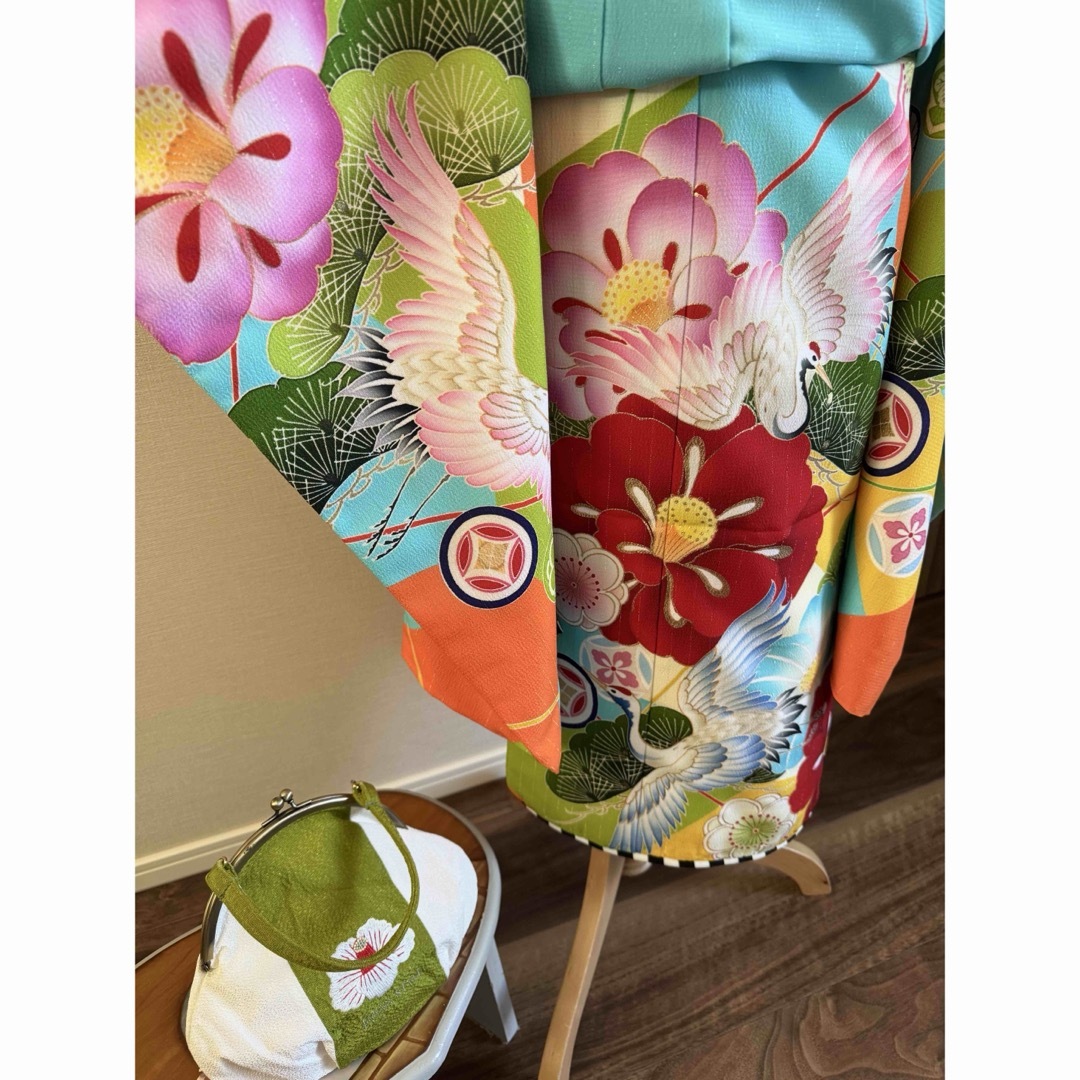 七五三に☆JAPAN STYLE ジャパンスタイル 松に椿と鶴 七歳着物セット 七五三に☆JAPAN STYLE ジャパンスタイル 松に椿と鶴 七歳着物セット