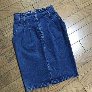 マウジー(moussy)のマウジー ストレッチ ハイウエスト 膝丈デニムスカート(ひざ丈スカート)