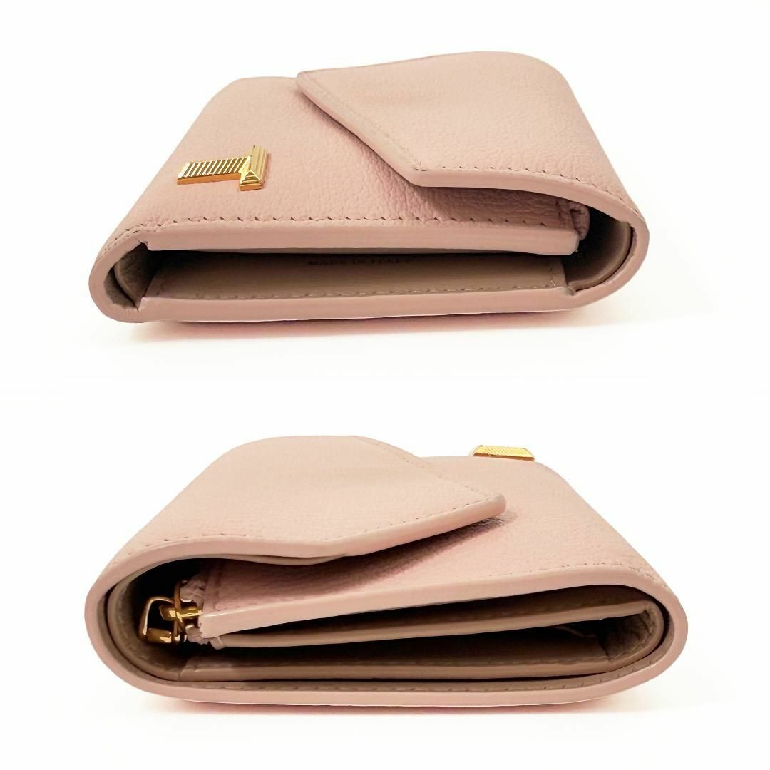 美品 ティファニー 三つ折り財布 Tコレクション ピンク ゴールドロゴ 美品 ティファニー 三つ折り財布 Tコレクション ピンク ゴールドロゴ