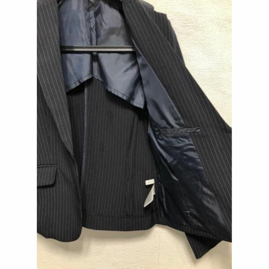 新品☆11号M♪紺系ストライプ♪フレアスカートスーツ♪お仕事 新品☆11号M♪紺系ストライプ♪フレアスカートスーツ♪お仕事