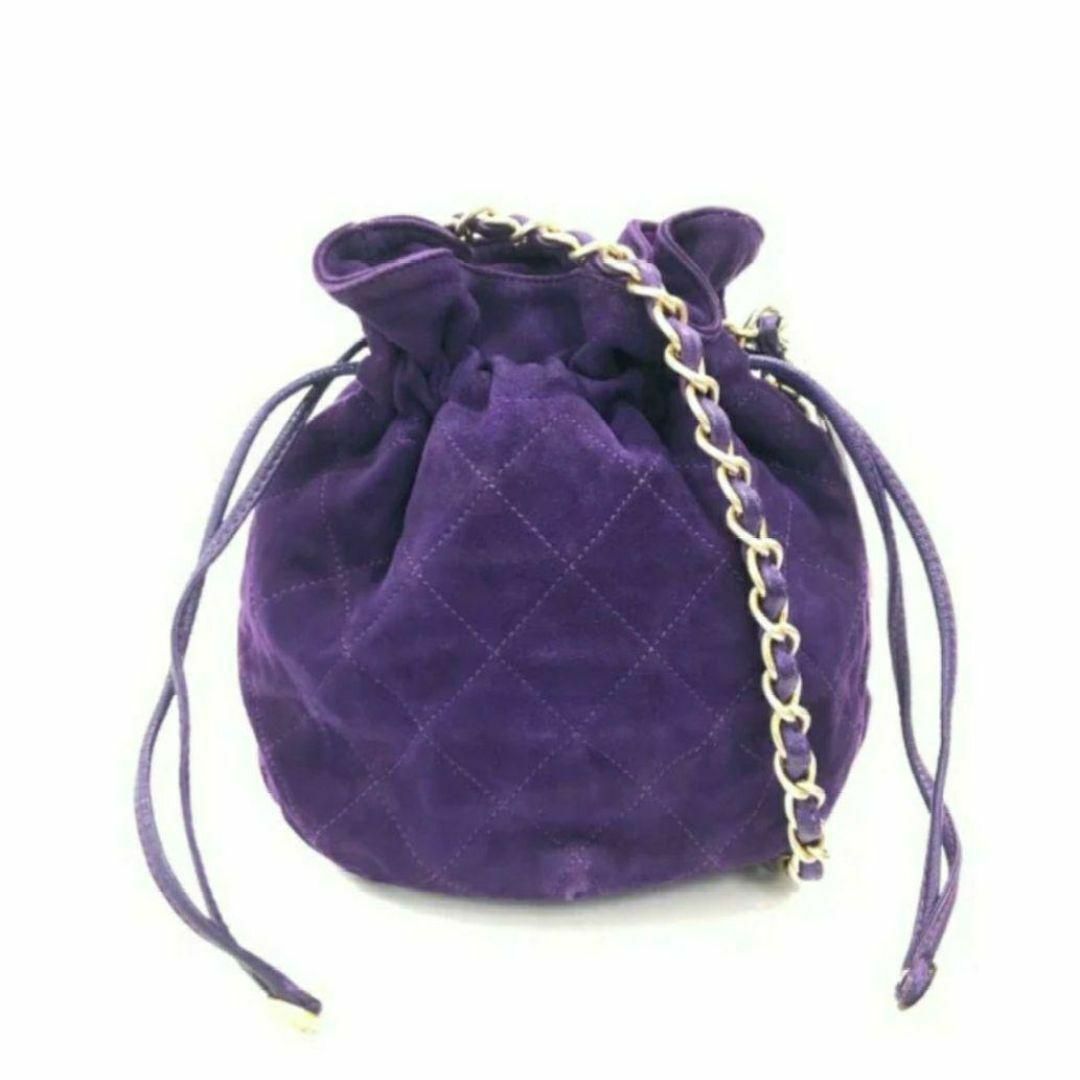 CHANEL - シャネル スエード マトラッセ 巾着 ショルダーバッグ CHANEL - シャネル スエード マトラッセ 巾着 ショルダーバッグ